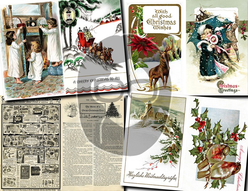 Christmas digital download - Ephemera Set #83 - 30 Pg download - Christmas journal kits, Retro Christmas journal pages, ephemera pack