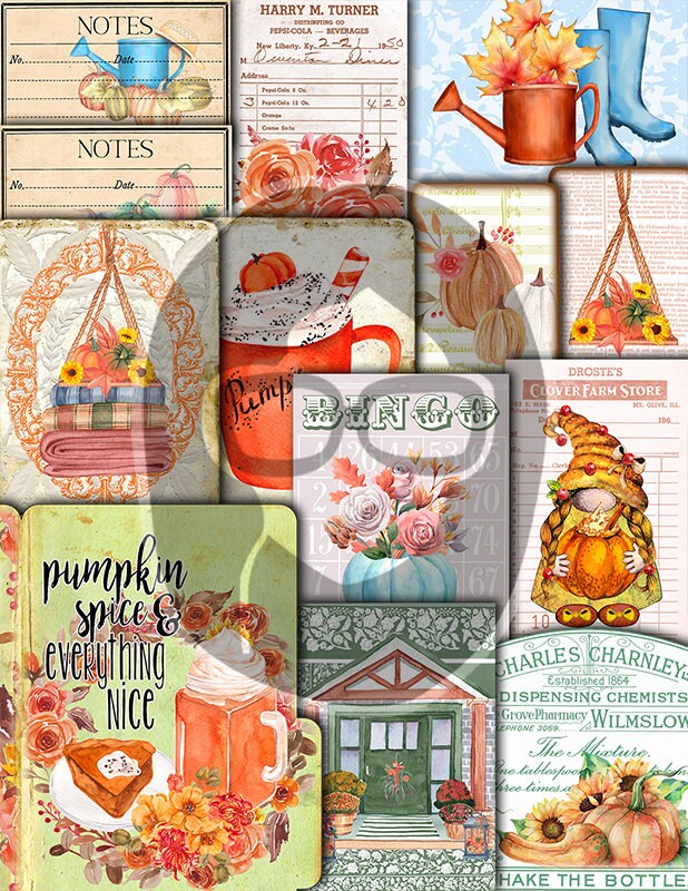 Fall Journaling Kit, Autumn Journal Kit -40pg Digital Download- Thanksgiving Pumpkin, Fall Harvest, Sunflower Clipart, Fall Digital Paper