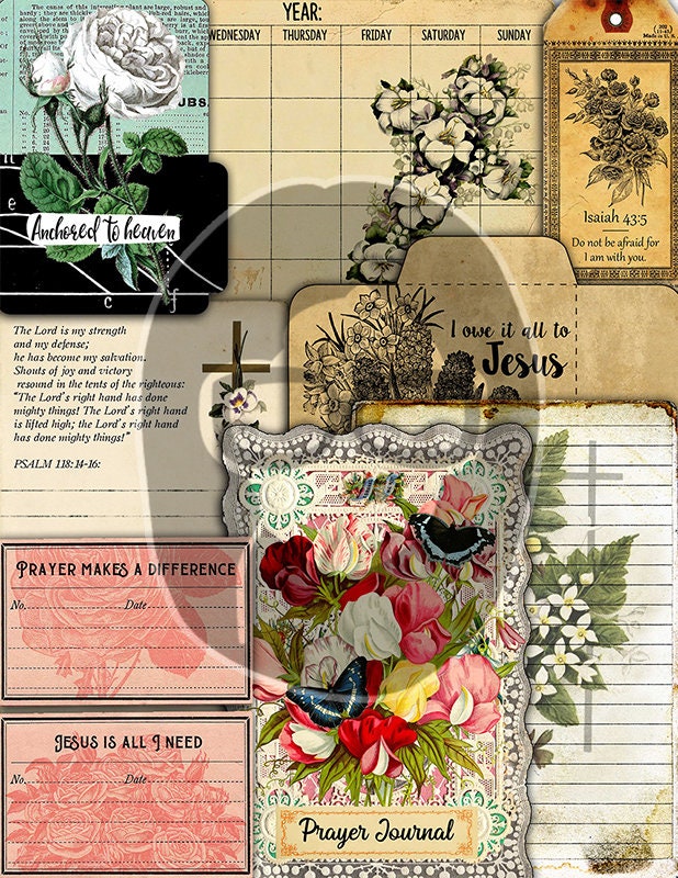 Faith Journal Kit, Bible Study Journal Bundle -44pg Digital Download- Prayer Cards Catholic, Christian Inspirational Quote, Faith Inspired