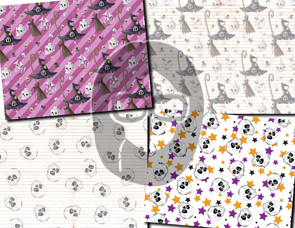 Halloween Digital Paper, Halloween Junk Journal Pages -20pg Digital Download- Lined Journal Pages, Scrapbook Paper, Mixed Media Background