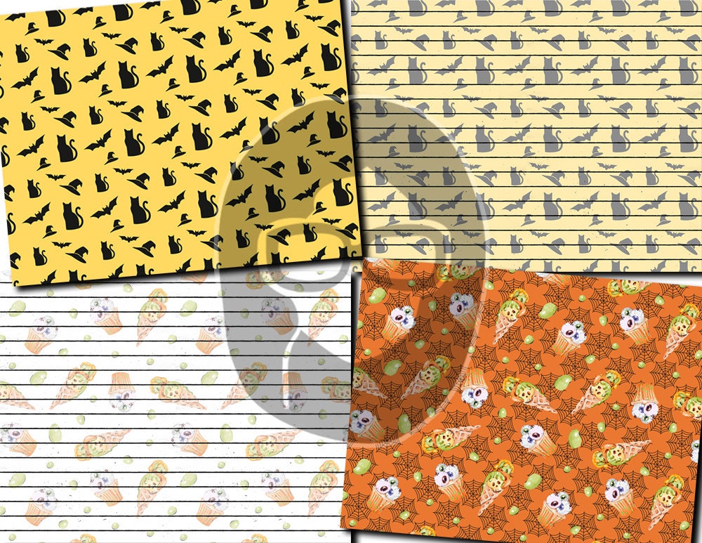Halloween Digital Paper, Halloween Junk Journal Pages -20pg Digital Download- Lined Journal Pages, Scrapbook Paper, Mixed Media Background