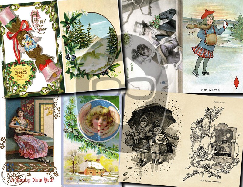 Christmas digital download - Ephemera Set #83 - 30 Pg download - Christmas journal kits, Retro Christmas journal pages, ephemera pack