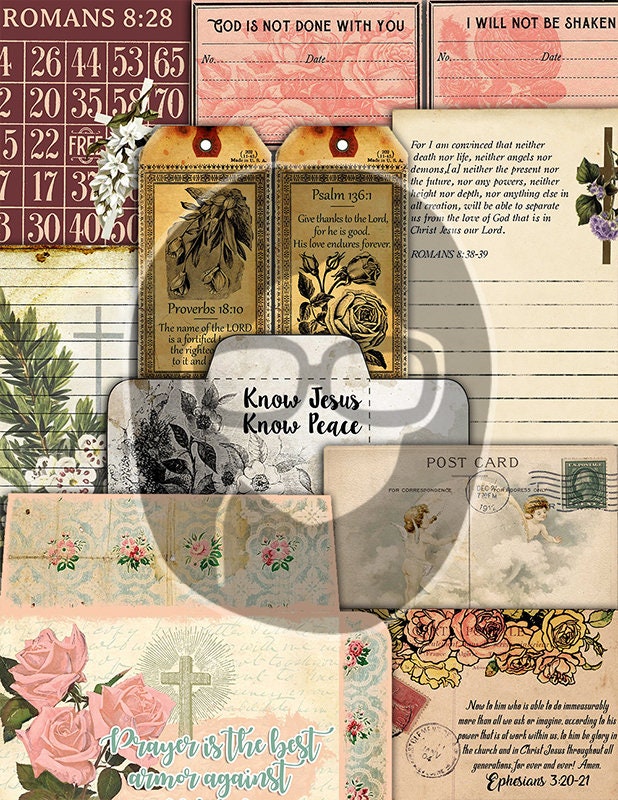 Faith Journal Kit, Bible Study Journal Bundle -44pg Digital Download- Prayer Cards Catholic, Christian Inspirational Quote, Faith Inspired