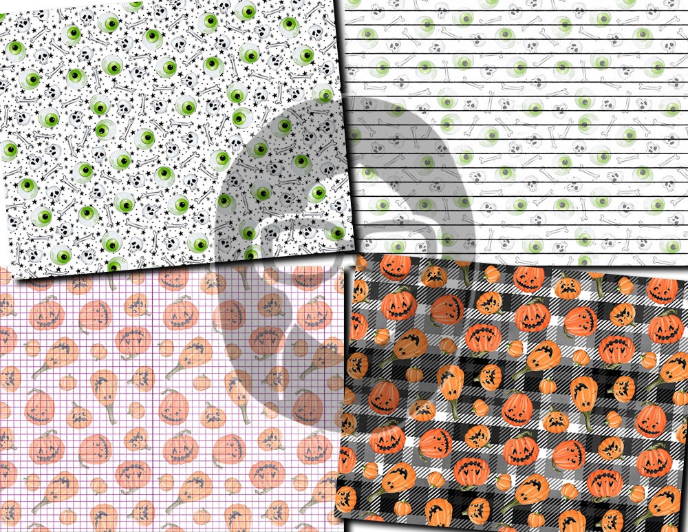 Halloween Digital Paper, Halloween Junk Journal Pages -20pg Digital Download- Lined Journal Pages, Scrapbook Paper, Mixed Media Background