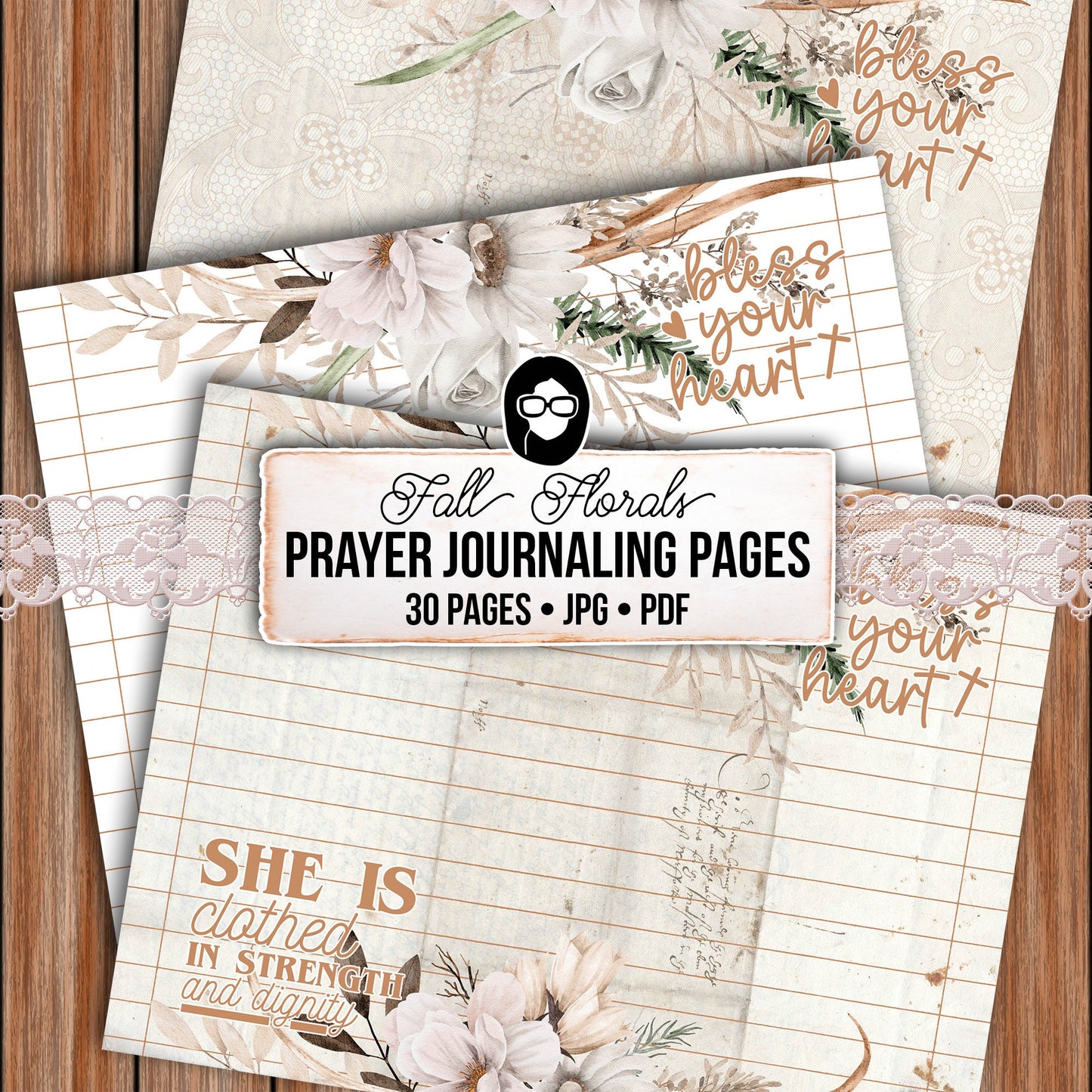 Fall Bible Journal Pages, Prayer Journal For Women -28pg Digital Download- Prayer Quotes, Christian Verses, Lined Journaling Pages, Autumn