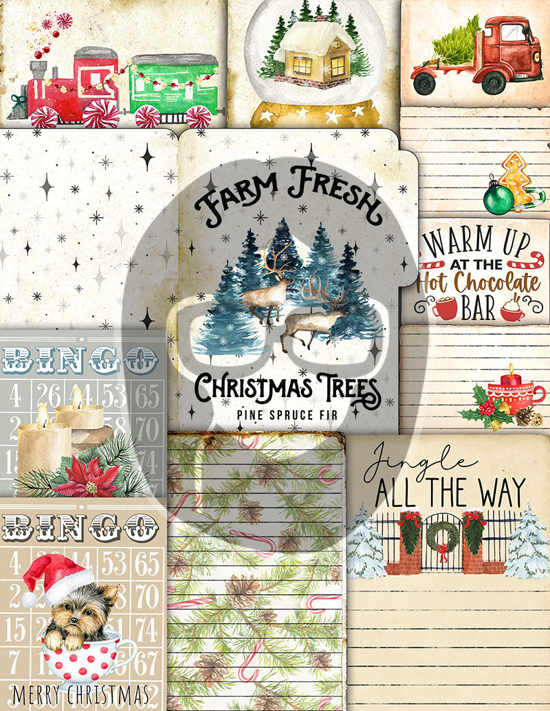 Christmas Printables, Junk Journal Kit -40pg Digital Download- Junk Journal DIY, Pockets, Envelopes, Labels, Tags, Cards, Red, Lined Pages