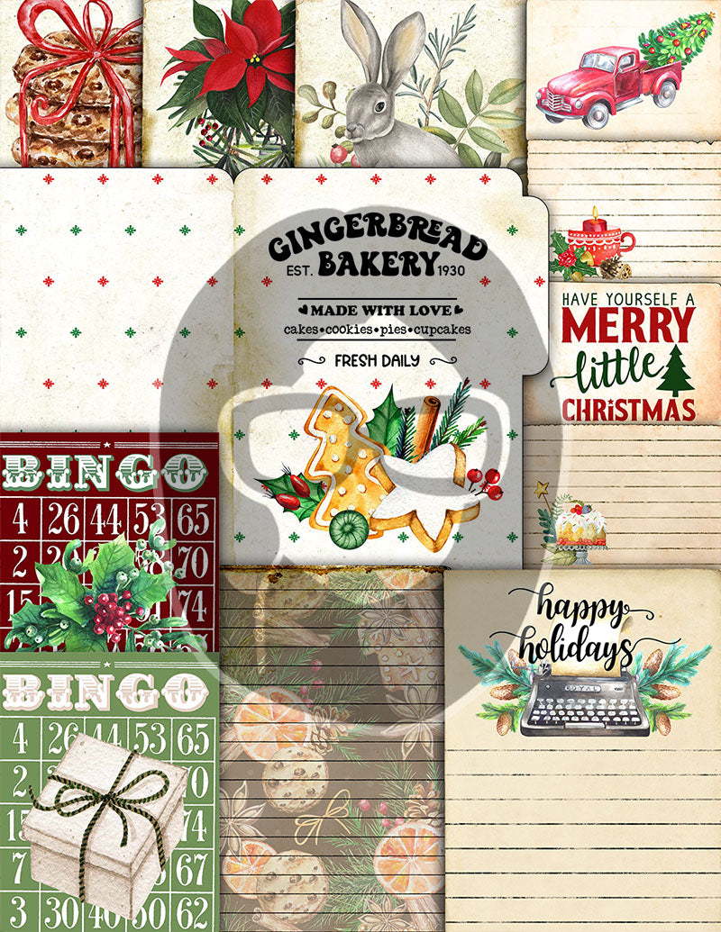 Christmas Printables, Junk Journal Kit -40pg Digital Download- Junk Journal DIY, Pockets, Envelopes, Labels, Tags, Cards, Red, Lined Pages