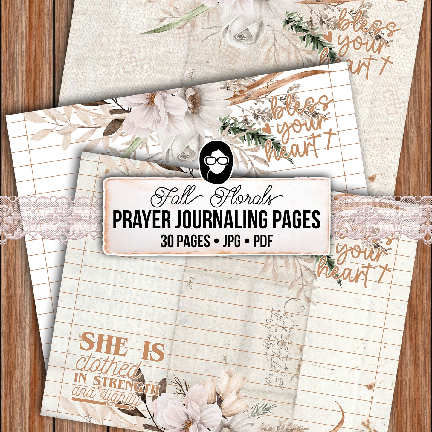Fall Bible Journal Pages, Prayer Journal For Women -28pg Digital Download- Prayer Quotes, Christian Verses, Lined Journaling Pages, Autumn