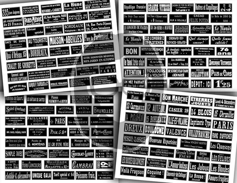 French Ephemera, Junk Journal Labels -30pg Digital Download- French Labels, Fussy Cut Ephemera, Ink Saver, French Antique, Word Labels