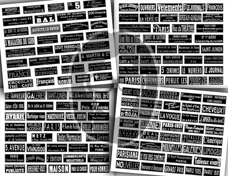 French Ephemera, Junk Journal Labels -30pg Digital Download- French Labels, Fussy Cut Ephemera, Ink Saver, French Antique, Word Labels