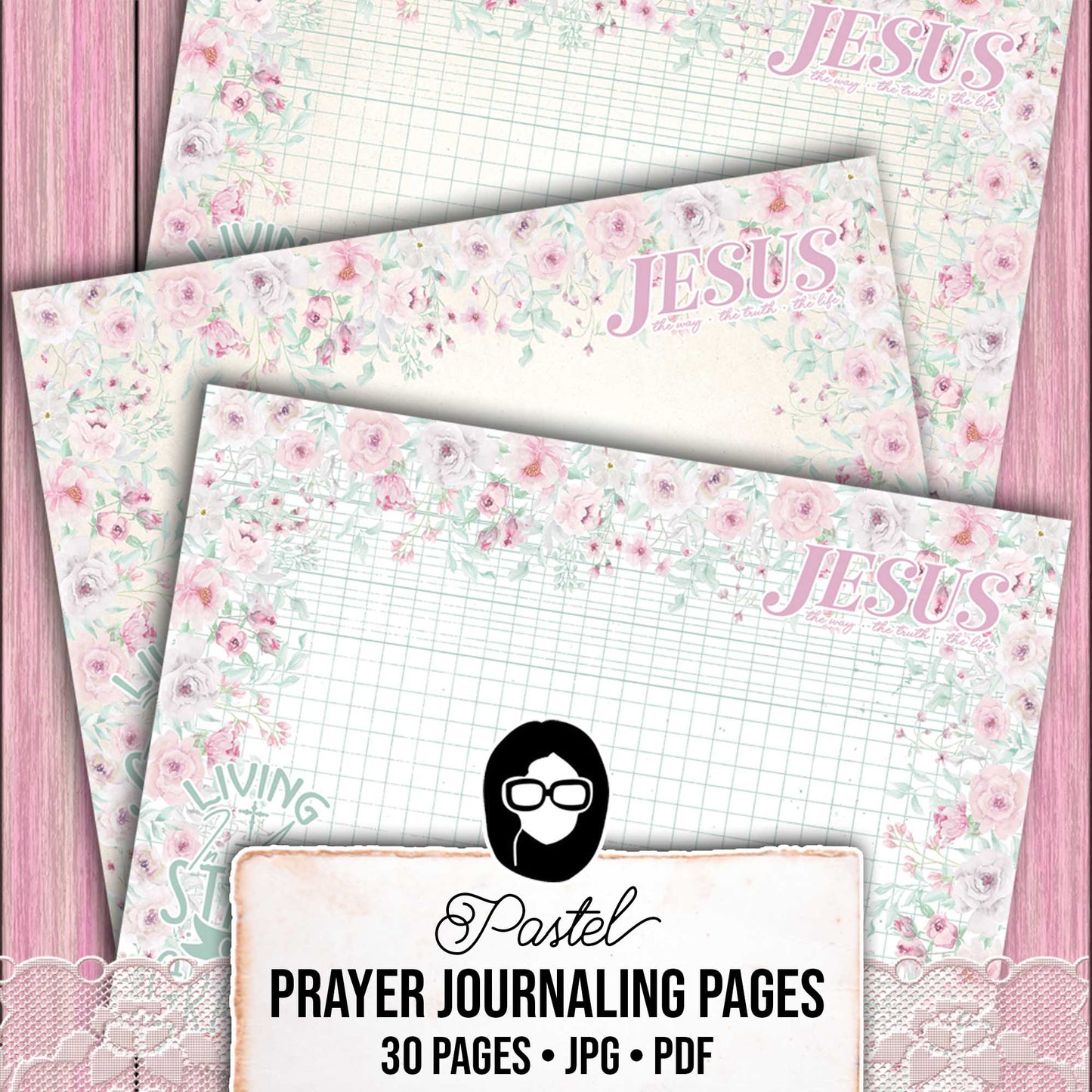 Pastel Lined Journal Pages, Scripture Notes -30pg Digital Download- Religious Artwork, Prayer Bible Quotes, Jesus Saves, Faith Printables