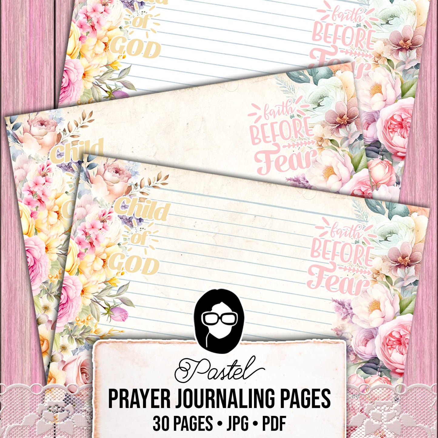 Pastel Lined Journal Pages, Scripture Notes -30pg Digital Download- Religious Artwork, Prayer Bible Quotes, Jesus Saves, Faith Printables