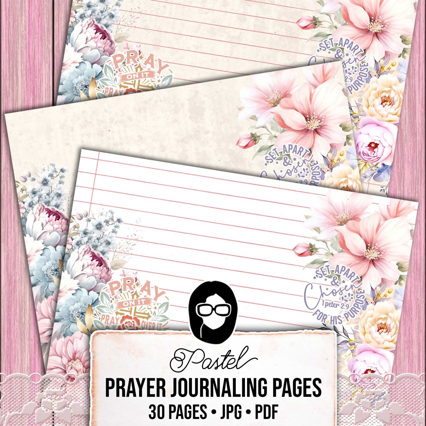 Pastel Lined Journal Pages, Scripture Notes -30pg Digital Download- Religious Artwork, Prayer Bible Quotes, Jesus Saves, Faith Printables