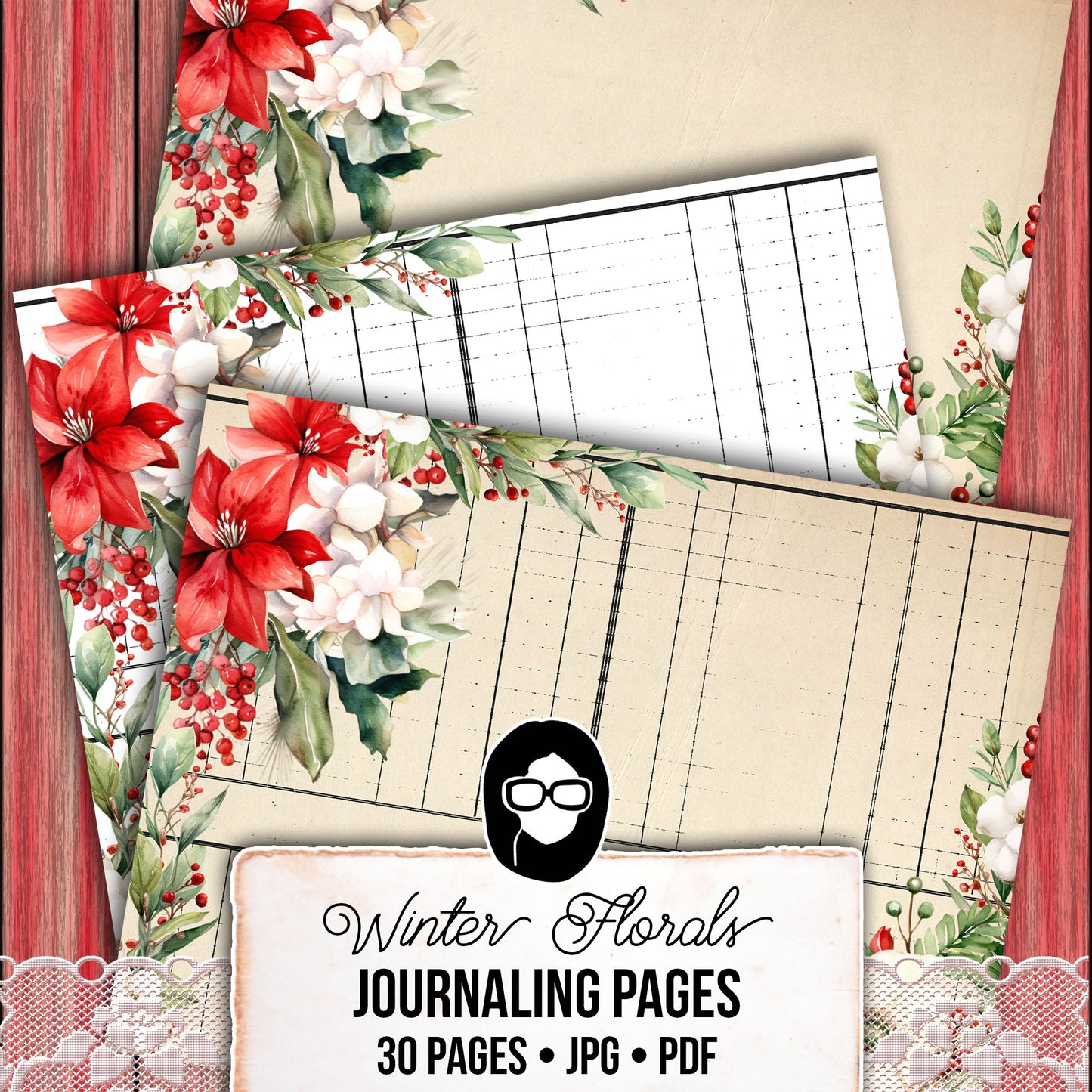 Christian Christmas Printables, Bible Journal Pages -30pg Digital Download- Lined Journaling Papers, Devotional Quotes, Jesus Junk Journal