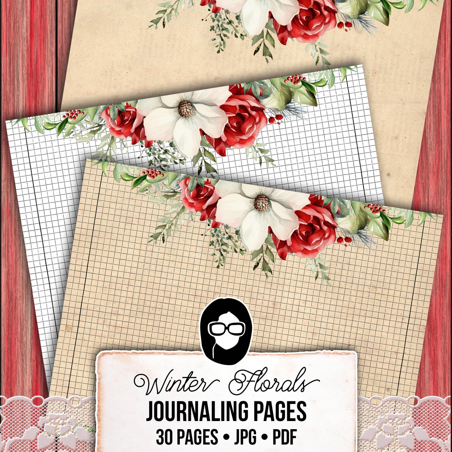 Christian Christmas Printables, Bible Journal Pages -30pg Digital Download- Lined Journaling Papers, Devotional Quotes, Jesus Junk Journal
