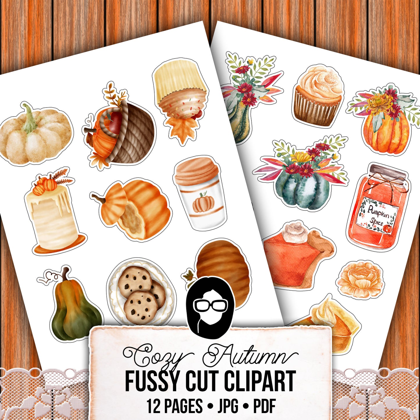 Autumn clipart, Fall Fussy Cut Images -12pg Digital Download- Fall Junk Journaling, Autumn Journal Printables, Fussy Cut Ephemera,Watercolor