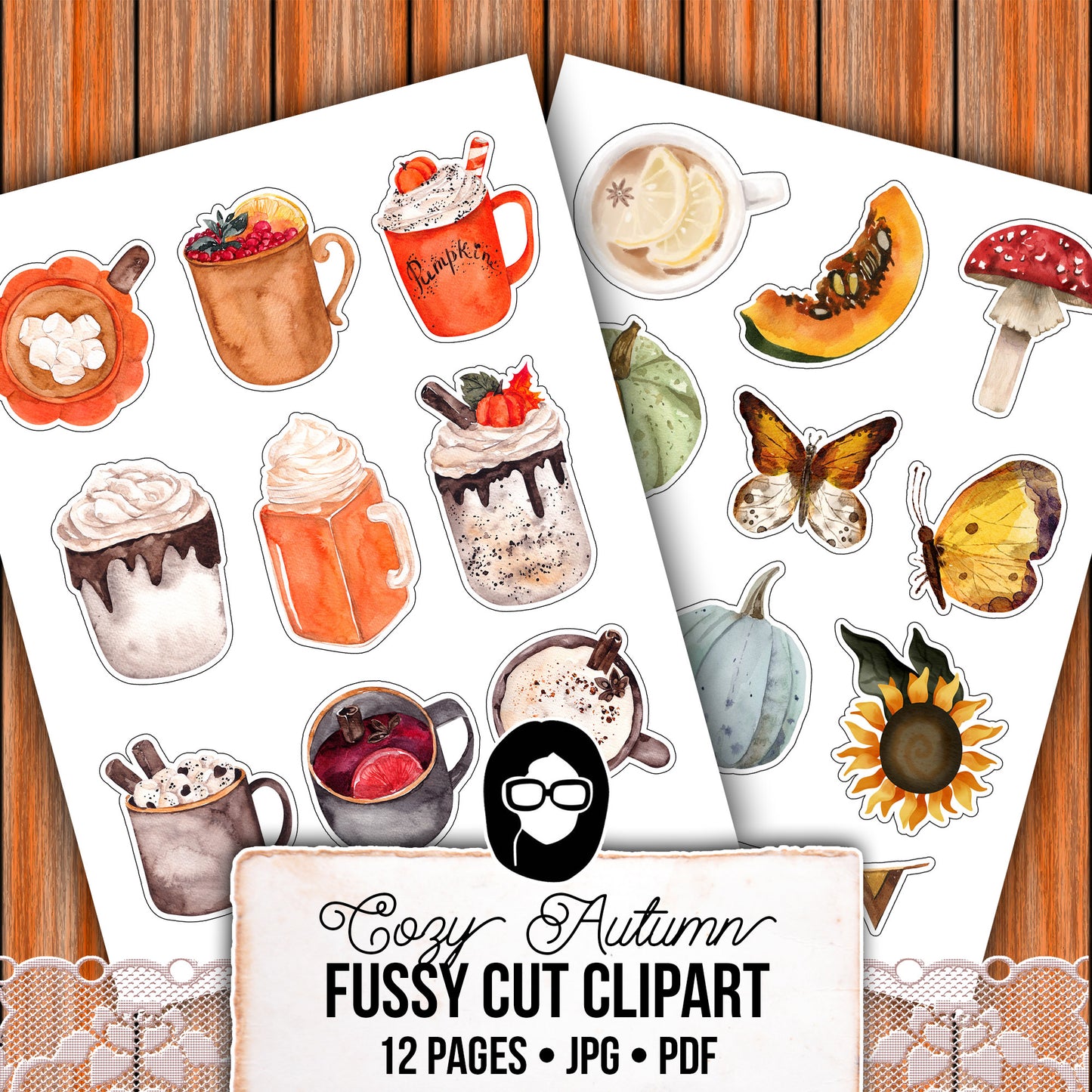 Autumn clipart, Fall Fussy Cut Images -12pg Digital Download- Fall Junk Journaling, Autumn Journal Printables, Fussy Cut Ephemera,Watercolor