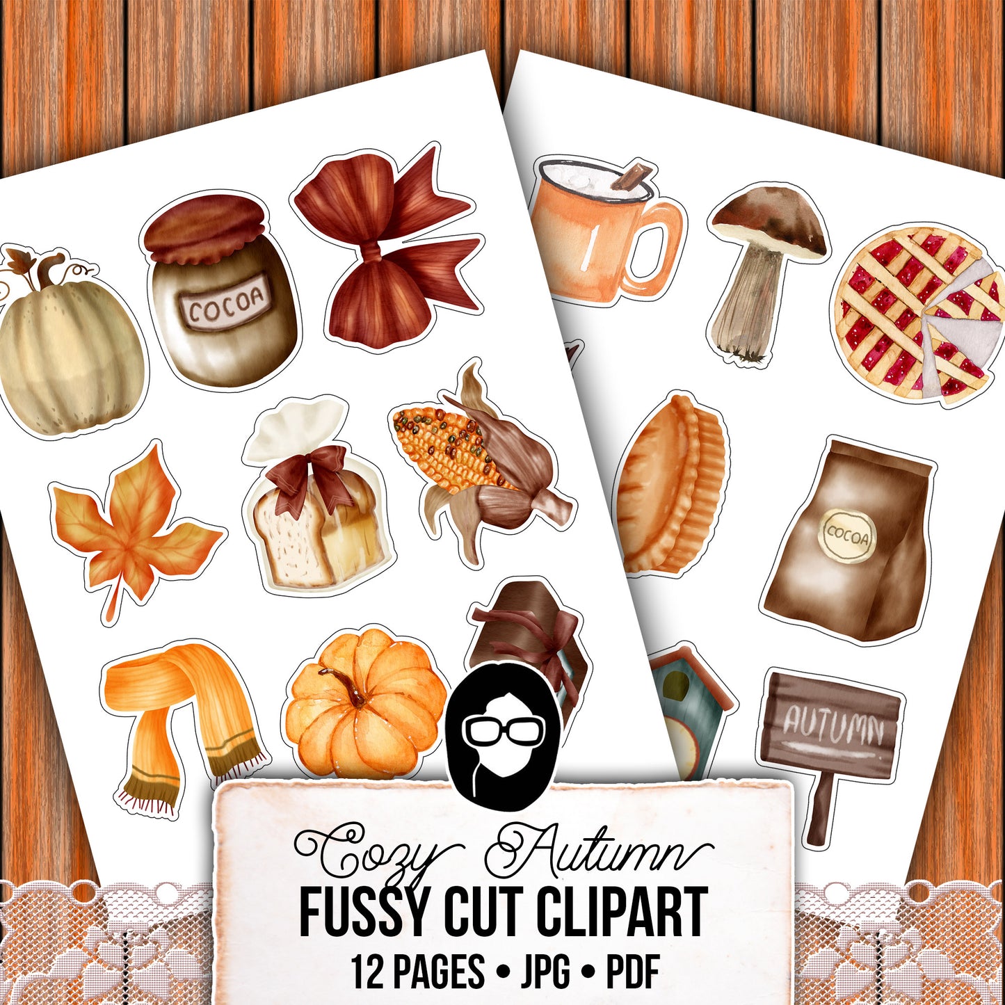 Autumn clipart, Fall Fussy Cut Images -12pg Digital Download- Fall Junk Journaling, Autumn Journal Printables, Fussy Cut Ephemera,Watercolor