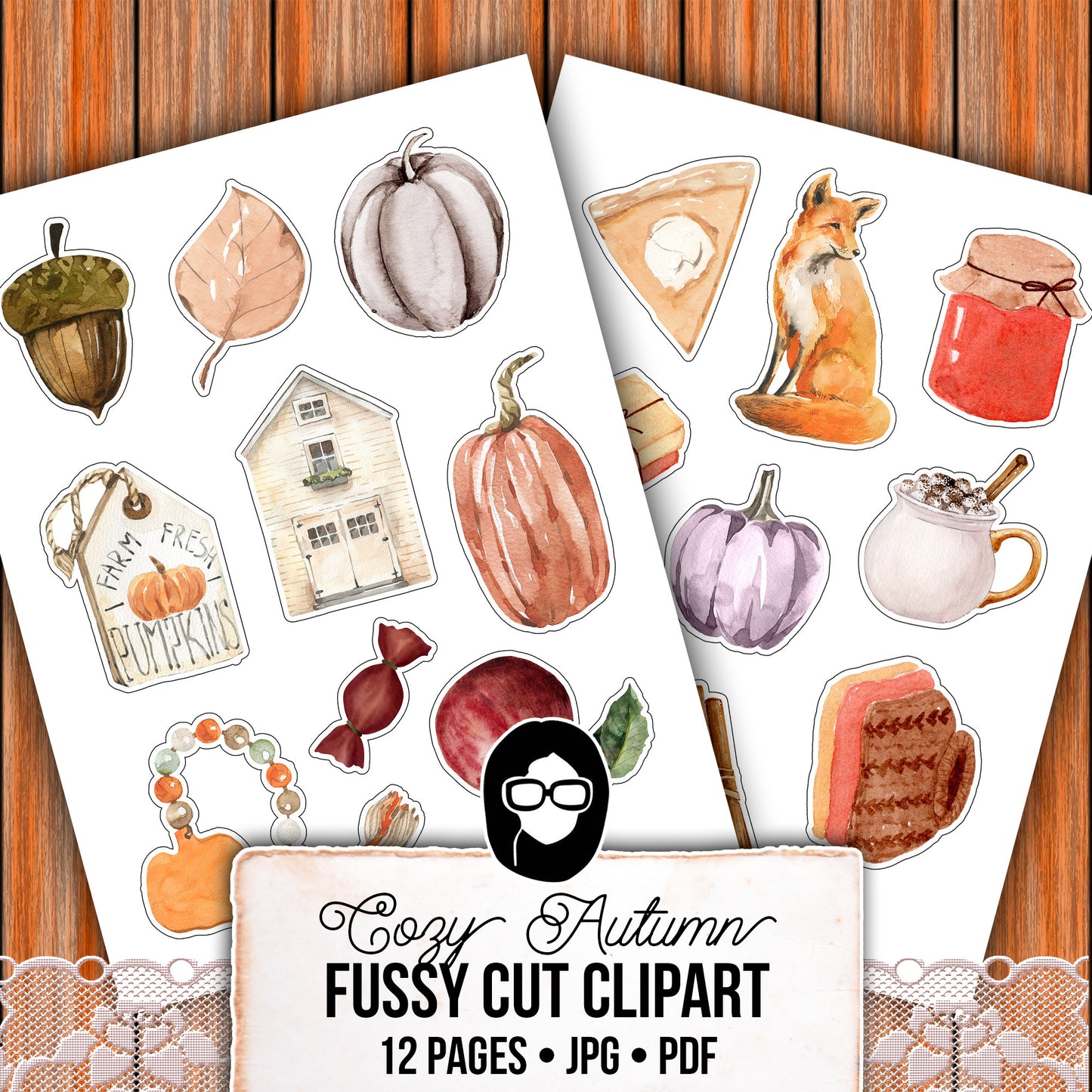 Autumn clipart, Fall Fussy Cut Images -12pg Digital Download- Fall Junk Journaling, Autumn Journal Printables, Fussy Cut Ephemera,Watercolor