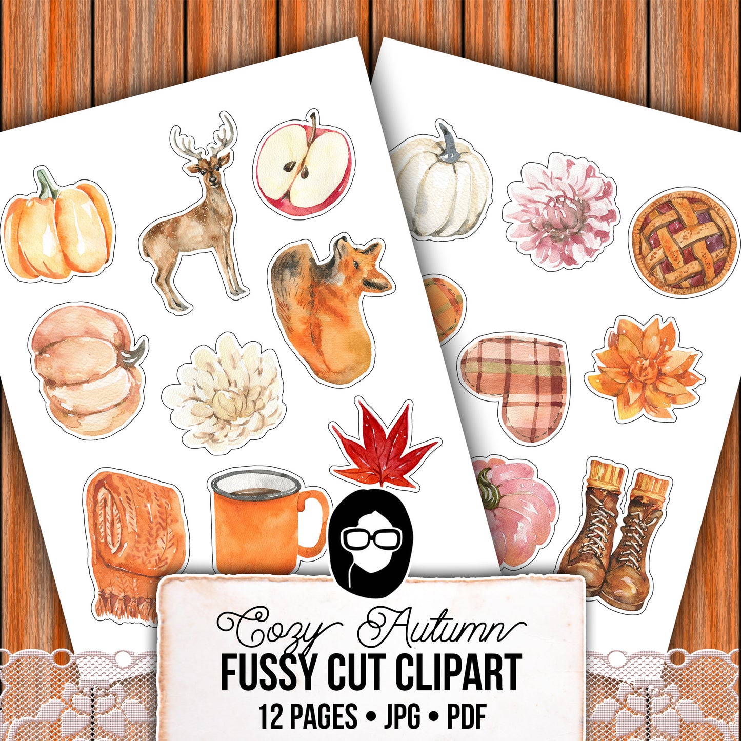 Autumn clipart, Fall Fussy Cut Images -12pg Digital Download- Fall Junk Journaling, Autumn Journal Printables, Fussy Cut Ephemera,Watercolor