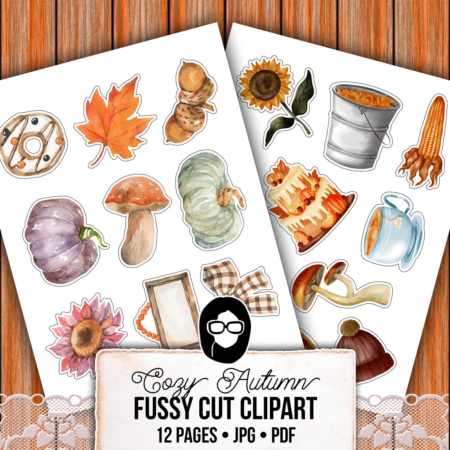 Autumn clipart, Fall Fussy Cut Images -12pg Digital Download- Fall Junk Journaling, Autumn Journal Printables, Fussy Cut Ephemera,Watercolor