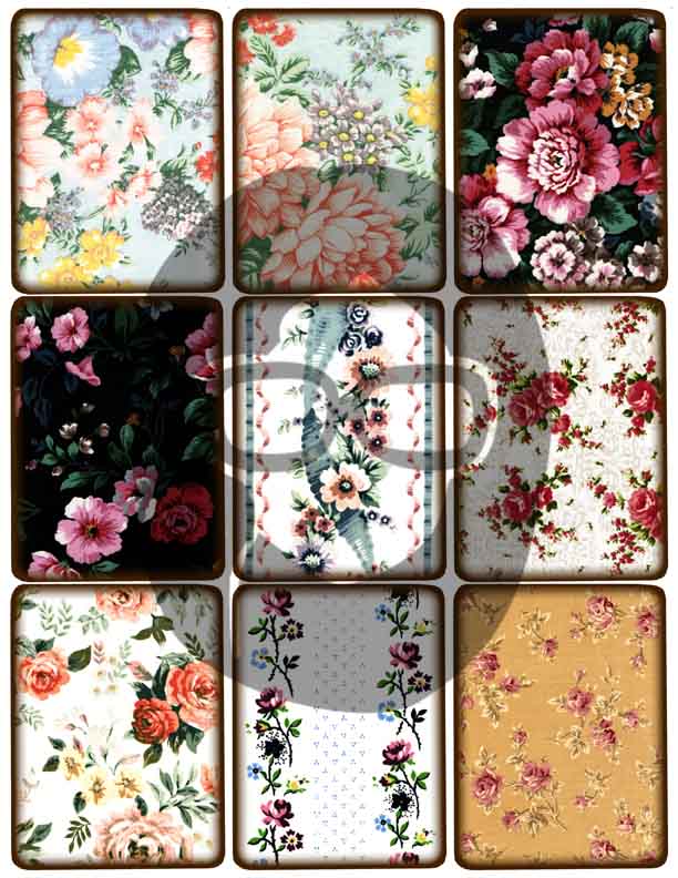 Vintage Floral Journal Cards - Set #6 - 3 Pg Instant Download - blank journal cards, ephemera kit, journaling cards