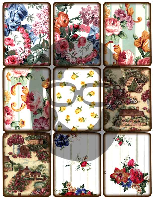 Vintage Floral Journal Cards - Set #6 - 3 Pg Instant Download - blank journal cards, ephemera kit, journaling cards