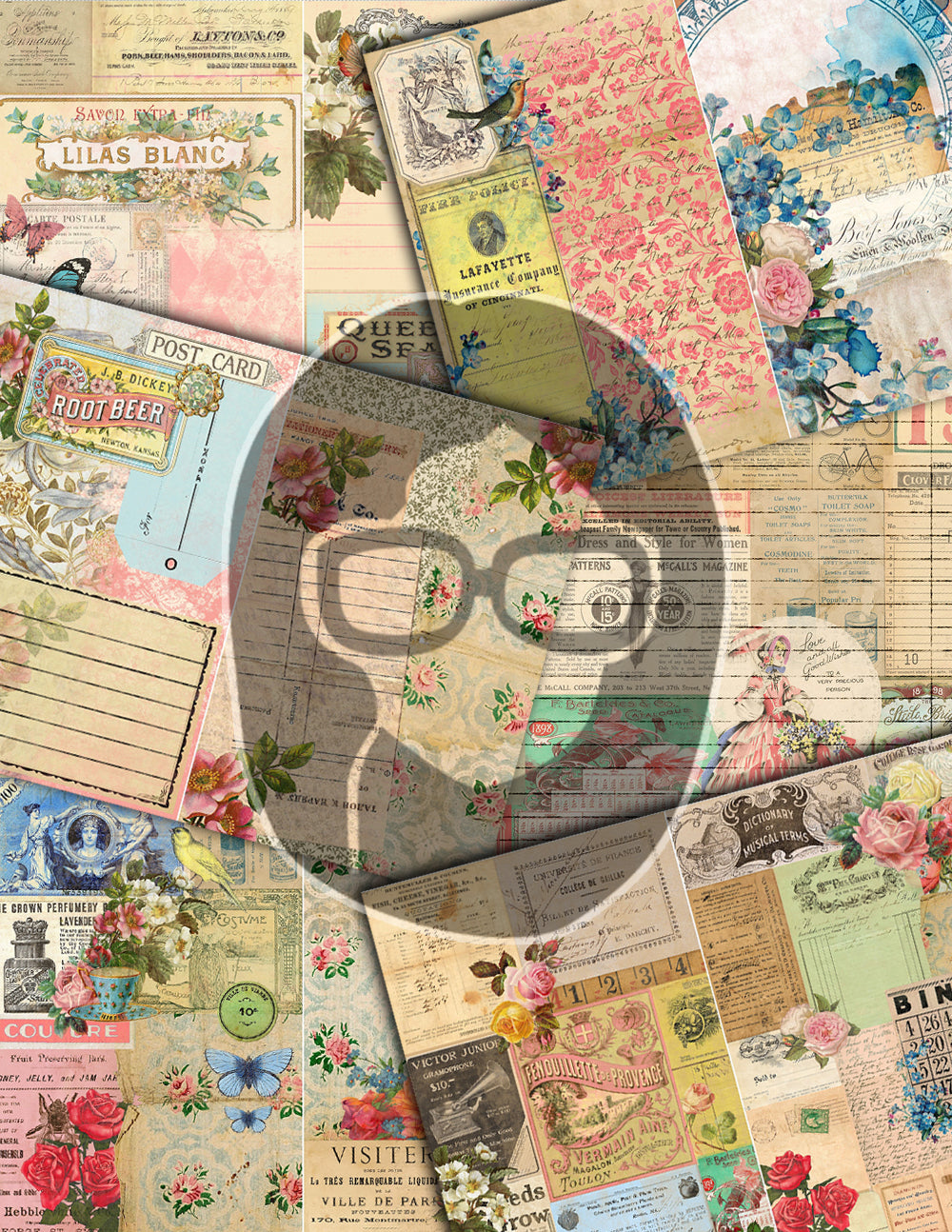 Junk Journaling Kit - Charming Fragments - 30 Journaling Pages - art journal kit, junk journal cover, junk paper pack, digital paper pack