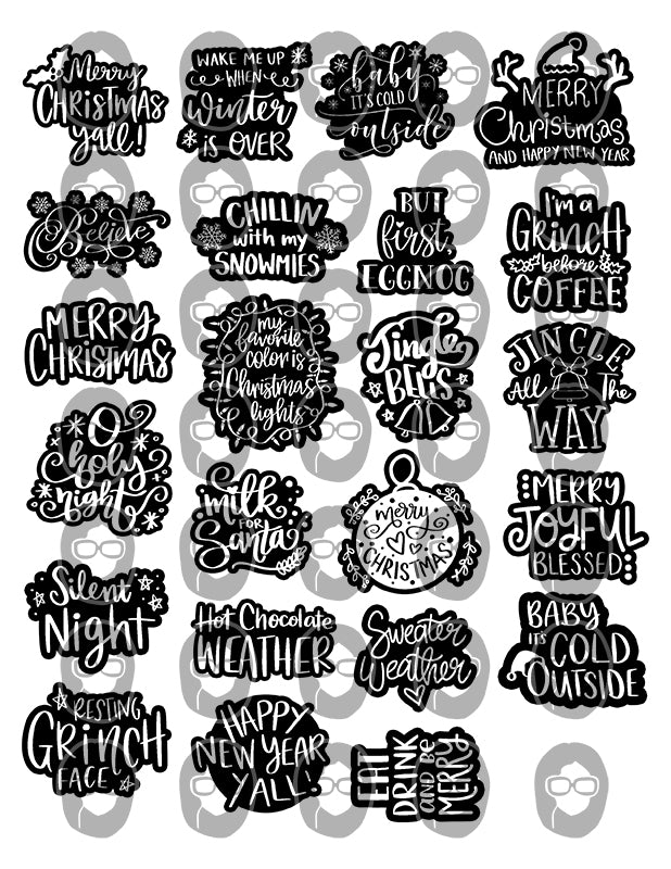 Christmas Quotes, Fussy Cut Words -4pg Digital Download- Christmas sayings, Journaling quotes, Santa Quotes, Scrapbook titles, Ink Saver