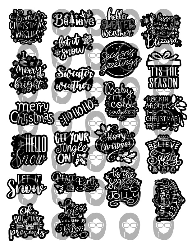 Christmas Quotes, Fussy Cut Words -4pg Digital Download- Christmas sayings, Journaling quotes, Santa Quotes, Scrapbook titles, Ink Saver