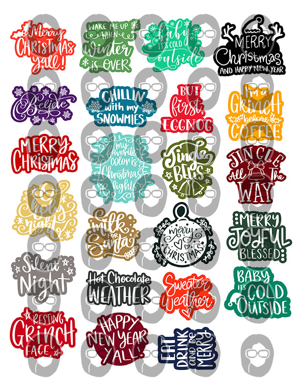 Christmas Quotes, Fussy Cut Words -4pg Digital Download- Christmas sayings, Journaling quotes, Santa Quotes, Scrapbook titles, Ink Saver