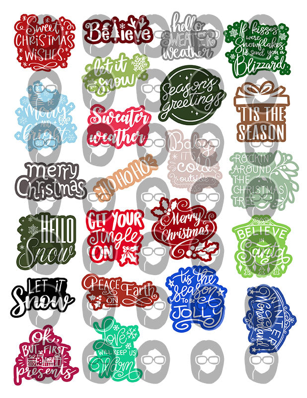 Christmas Quotes, Fussy Cut Words -4pg Digital Download- Christmas sayings, Journaling quotes, Santa Quotes, Scrapbook titles, Ink Saver