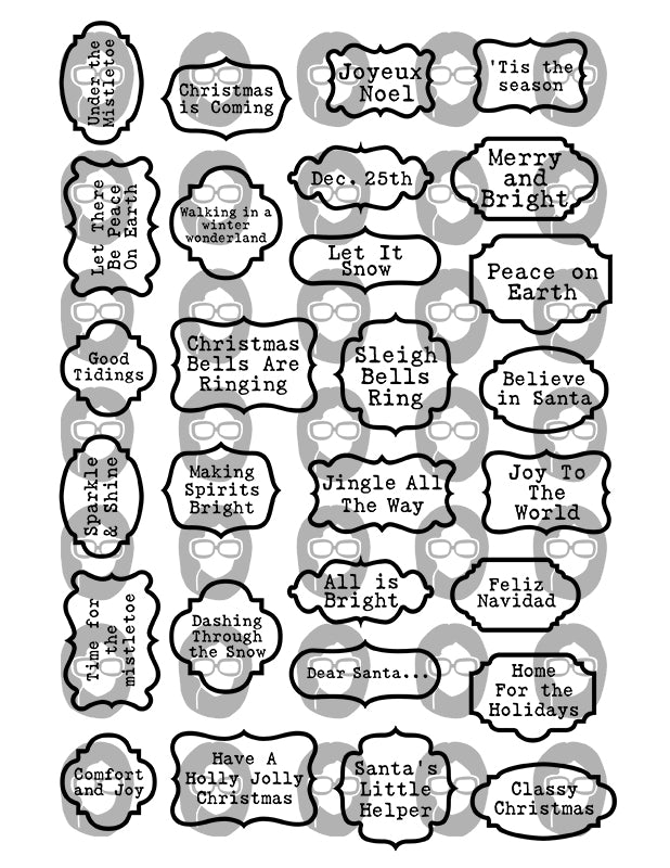 Christmas Quotes, Fussy Cut Words -6pg Digital Download- Christmas sayings, Journaling quotes, Santa Quotes, Scrapbook titles, Ink Saver