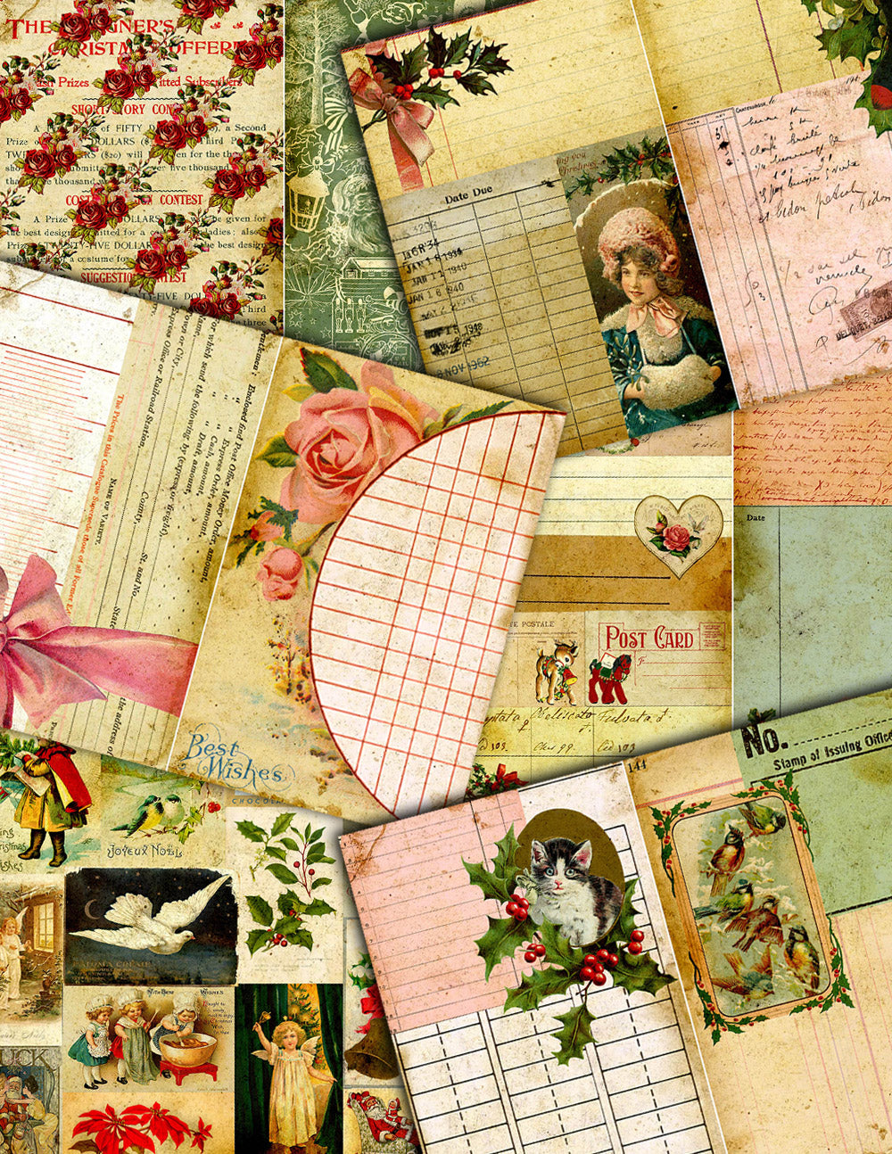 Travelers Notebook - Christmas List Journal Pages - 30 Printable Midori Insert Pages- travellers notebook, fauxdori insert, junk journal kit