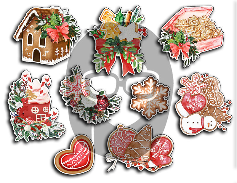 Christmas Printables, Ephemera Fussy Cuts -7pg Digital Download- Junk Journal DIY Kit, Pockets, Envelopes, Labels, Tags, Cards, Titles, Red