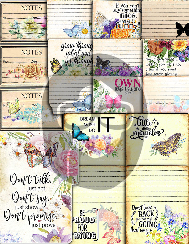 Butterfly Junk Journal Kit, Printable Journal Bundle -40pg Digital Download- Butterflies Digital Paper,Journaling Ephemera,Butterfly Clipart