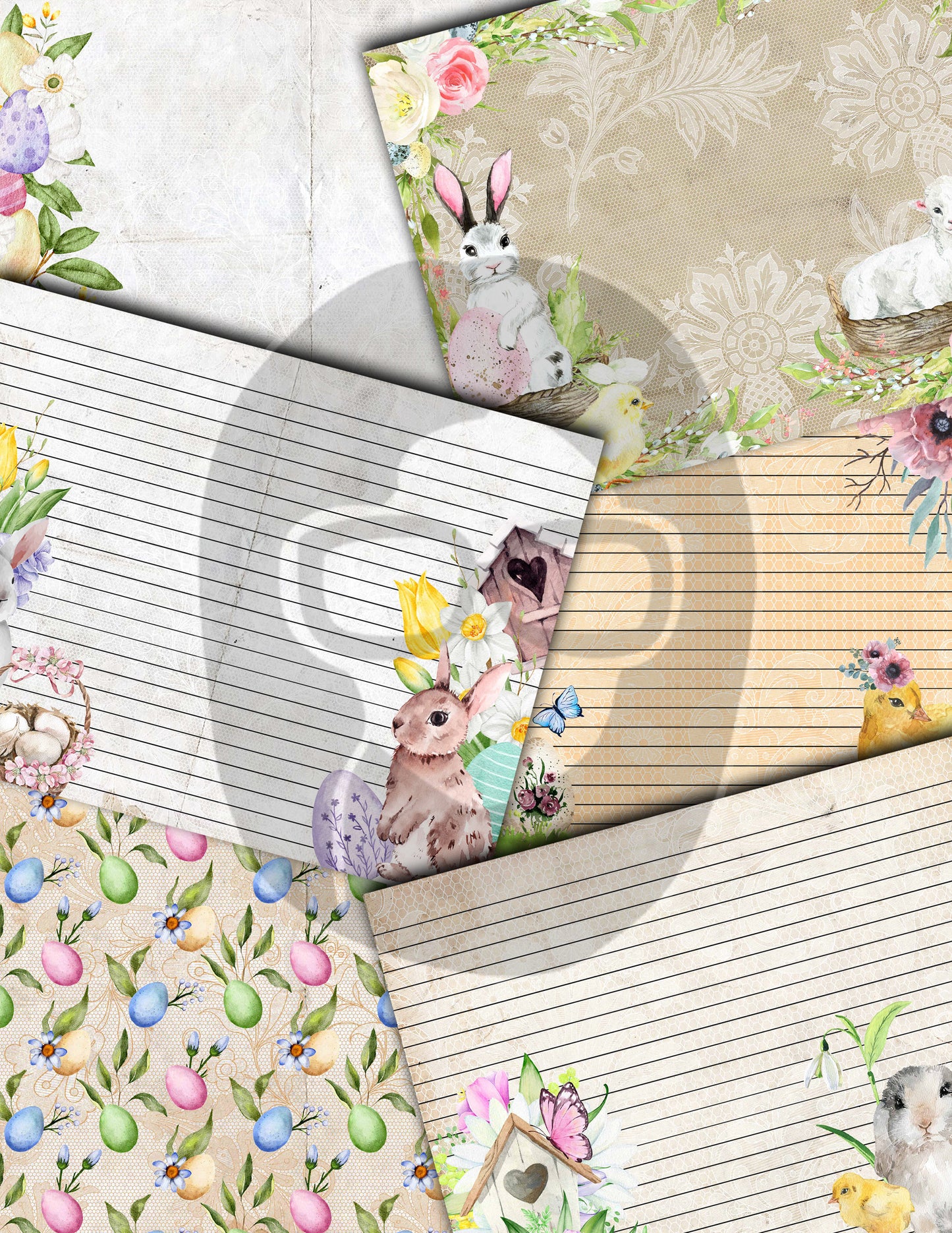 Easter Junk Journal, Spring Journal Kit -40pg Digital Download- Pastel Easter, Lined Journal Pages, Easter Ephemera, Eggs, Rabbit, Quotes