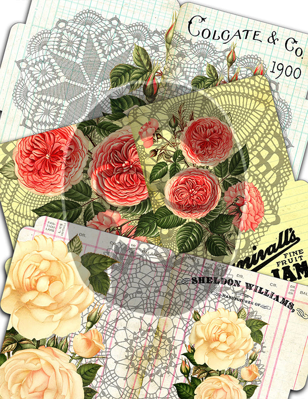Printable Junk Journal Kit, Vintage Crochet, Bundle #1 -36pg Digital Download- Ephemera Paper Pack, Scrapbook Paper, Granny Chic