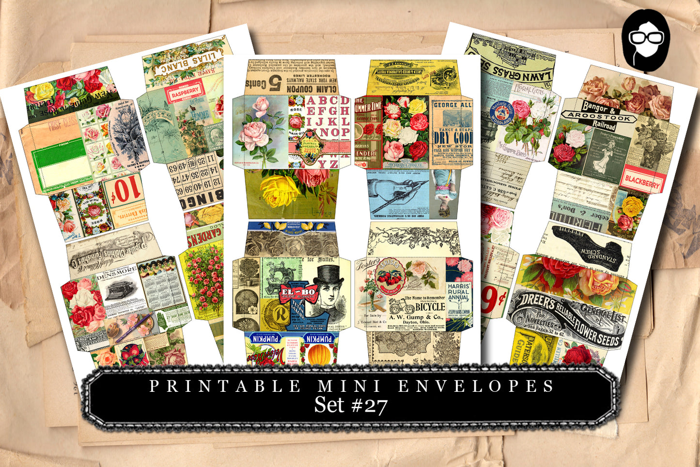 Printable Mini Envelopes #27 - 3 Page Instant download - envelope templates, envelope template, digital roses floral, mini envelopes