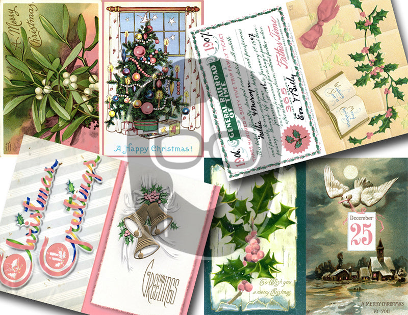 Pink Retro Christmas Vintage Ephemera Set #94 - 30 Pg download - xmas junk journal digital download, holiday ephemera pack, junk journal kit