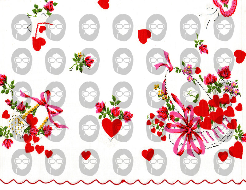 Valentine's Day Ephemera, Digital Vintage Hankerchief -21pg Digital Download- Junk Journal Pages, Retro And Vintage, Scrapbook Paper