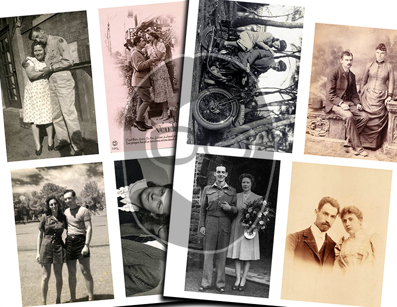 Ephemera Photos, Vintage Couple Photos S#102 -21pg Digi Download- Valentines Printable, Retro and Vintage, Junk Journal Kit, Collage Images