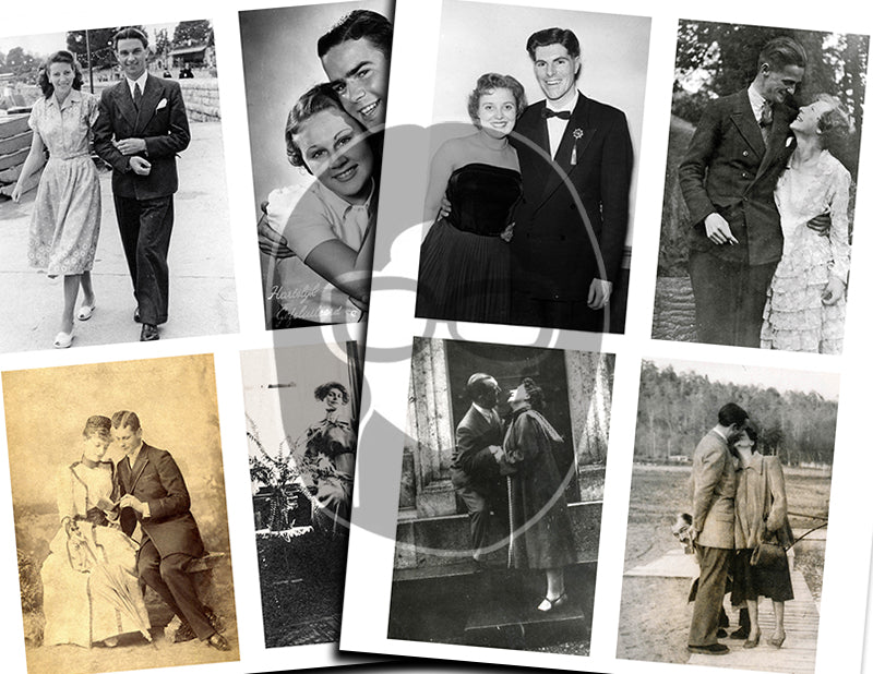 Ephemera Photos, Vintage Couple Photos S#102 -21pg Digi Download- Valentines Printable, Retro and Vintage, Junk Journal Kit, Collage Images