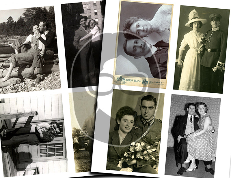 Ephemera Photos, Vintage Couple Photos S#102 -21pg Digi Download- Valentines Printable, Retro and Vintage, Junk Journal Kit, Collage Images