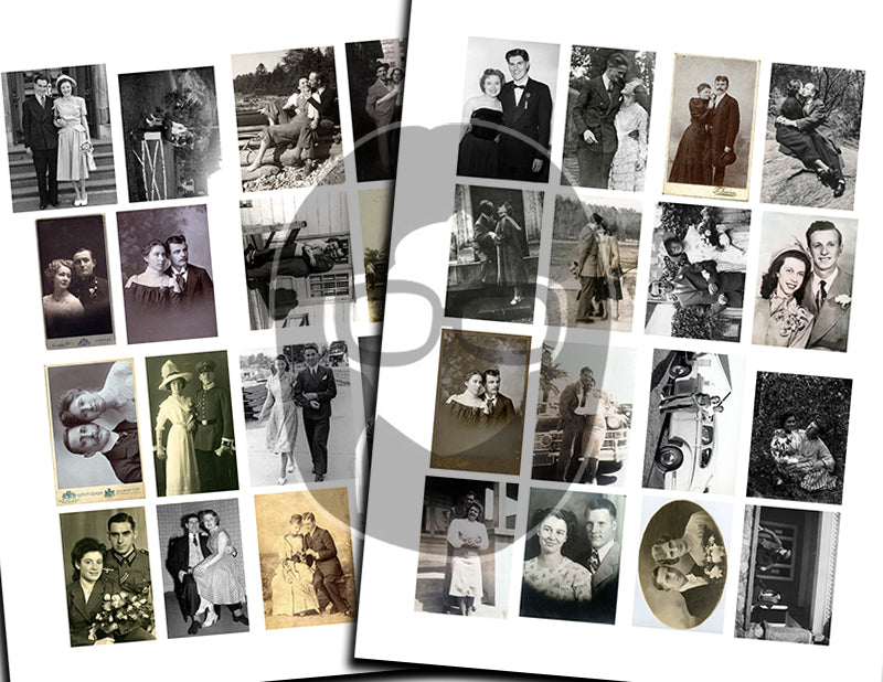 Ephemera Photos, Vintage Couple Photos S#102 -21pg Digi Download- Valentines Printable, Retro and Vintage, Junk Journal Kit, Collage Images