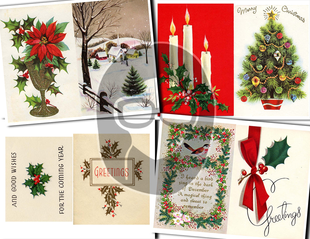 Printable Christmas Ephemera, Junk Journal Pages -30pg Digital Download- Poinsettia bouquet, Retro Santa, Scrapbook Ephemera Pack, Antique