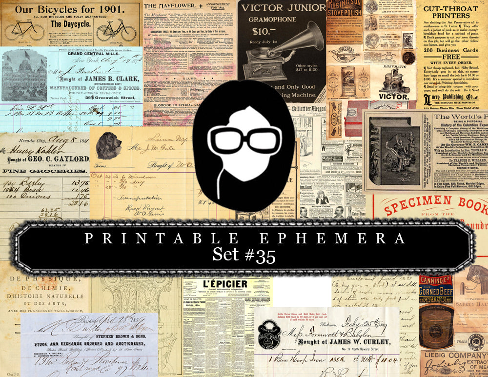 Ephemera Paper Pack - Printable Ephemera Set #35 - 30 Pg Instant Download - blank journal cards, digital journal kits, roses clipart floral