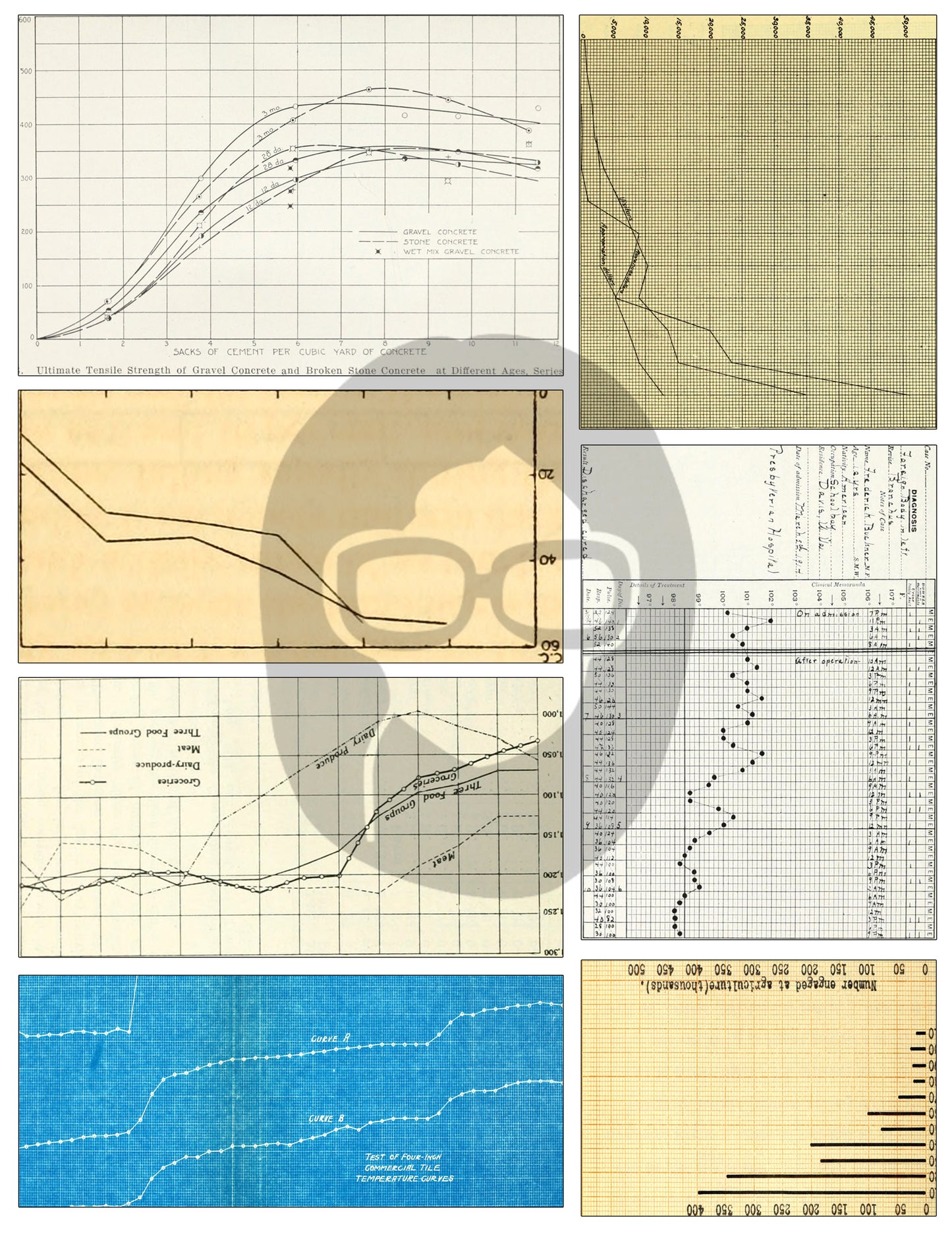 Ephemera Paper Pack - Printable Ephemera Vintage Graphs Set #50 - 12 Pg Instant Download - blank journal cards, junk journal kit
