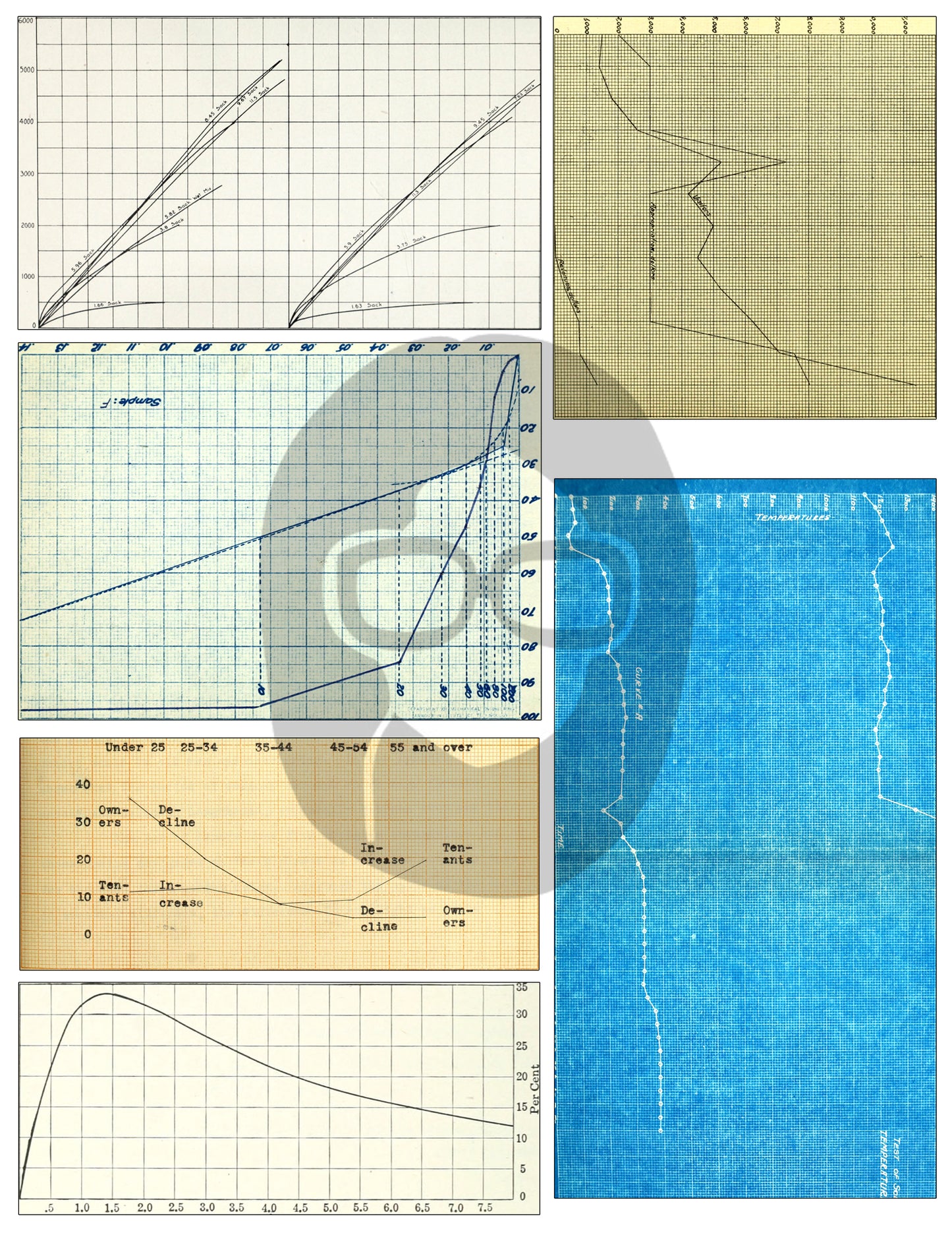 Ephemera Paper Pack - Printable Ephemera Vintage Graphs Set #50 - 12 Pg Instant Download - blank journal cards, junk journal kit