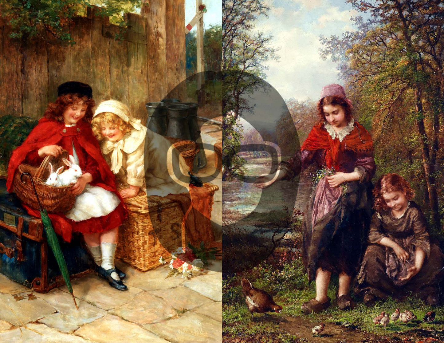 Digital Journal Kits - Printable Ephemera Set #63 Vintage Paintings of Children - 24 Pg Instant Download, ephemera kit, blank journal cards